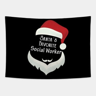 Santa's Favorite Social Worker Santa Claus Hat Christmas Tapestry