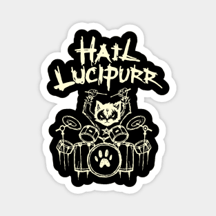 Hail Lucipurr Heavy Metal Satan Drums Playing Cat Drummer Magnet