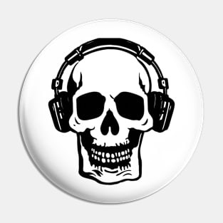 Skull with headphones Pin