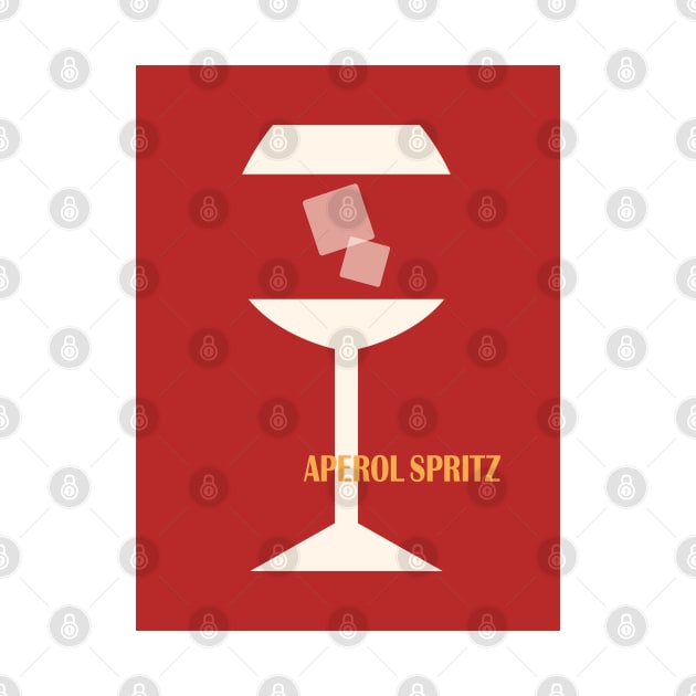 Aperol Spritz, Cocktail, Retro 70s, Aesthetic art, Vintage art, Mid century modern, Minimalist by KristinityArt