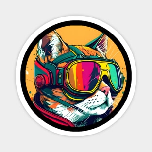 Cool Cat Ski Googles - The Cat Lovers Colorful Pop Art Magnet