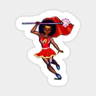 Black anime superhero girl with red cape ! beautiful  black girl with Afro hair, brown eyes, Cherry pink lips and dark brown skin. Hair love ! Magnet