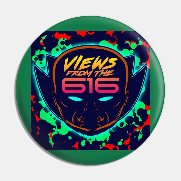 Green & Red Views From The 616 Logo (Front Only) Pin by ForAllNerds