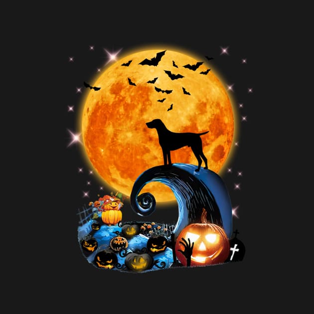 German Shorthaired Pointer Moon Cliff Pumpkin Halloween by Mhoon 