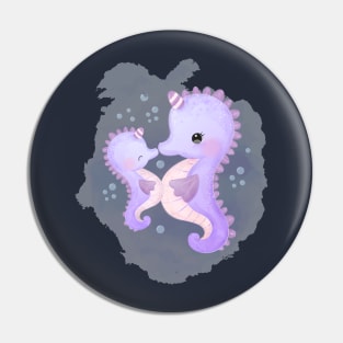 Seahorse Motherhood Cartoon Pin