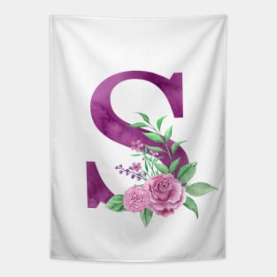 Floral Monogram S Beautiful Rose Bouquet Tapestry