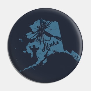 Alaska Distressed Fly Fishing State Map Pin