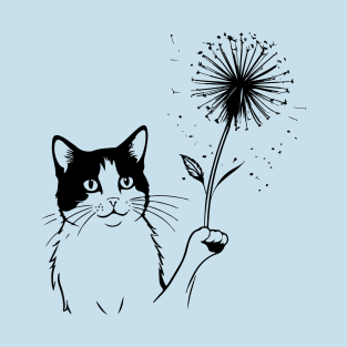 Cat Dandelion Flower adorable T-Shirt