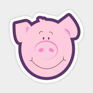 Cute Happy Pig - Purple Magnet