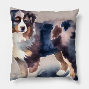 Miniature American Shepherd Watercolor Painting - Dog Lover Gifts Pillow