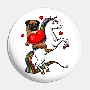 Pug Dog Riding Unicorn Pin