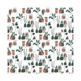 Potted plants pattern background T-Shirt