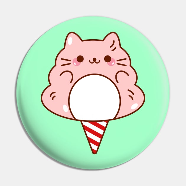 Pink Cat Cotton Candy Pin by mintcorner