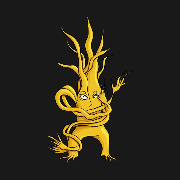 Creepy Tree Creature Yellow And Grey by Boriana Giormova