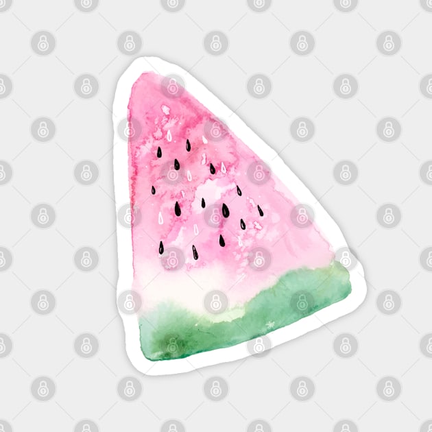 Watermelon in Watercolor Magnet by Harpleydesign