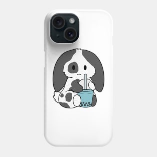 Spotted Black Bunny Blue Bubble Tea Phone Case