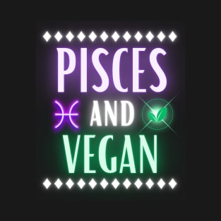 Pisces and Vegan Retro Style Neon T-Shirt