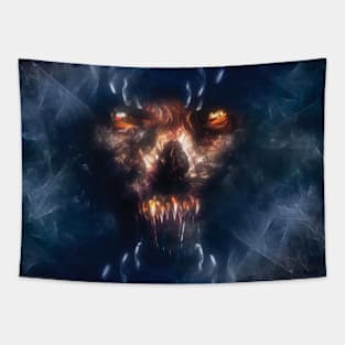 Creepy Wolf Skull Tapestry