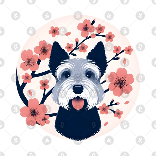 Cesky Terrier Celebrates Spring with Cherry Blossoms by ArtRUs