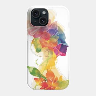 Silhouette Of A Woman In Flowers Phone Case