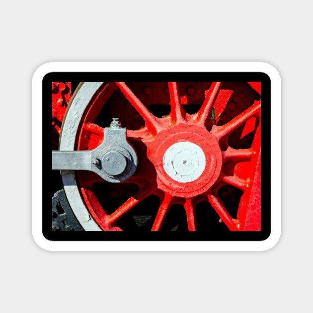 Grunge Red Wheel Of A Vintage Steam Engine Locomotive Steam