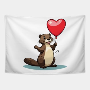 Otter Heart Balloon - Valentines Day Tapestry