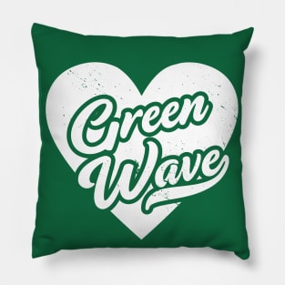 Vintage Green Wave School Spirit // High School Football Mascot // Go Green Wave Pillow