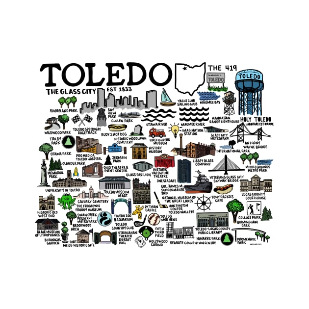 Toledo Ohio Map by fiberandgloss