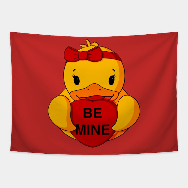 Be Mine Valentine Rubber Duck Tapestry by Alisha Ober Designs