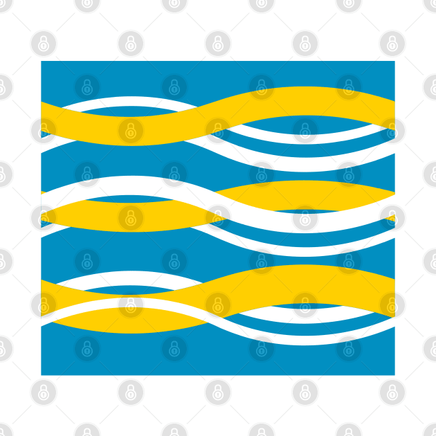 Yellow, White, Turquoise Interlocking Waves by PSCSCo