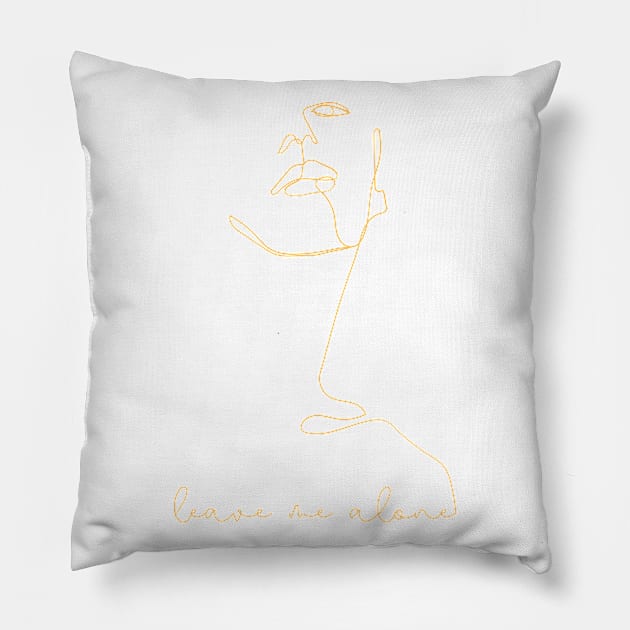 Monoline Face Leave Me Alone Pillow by nathalieaynie