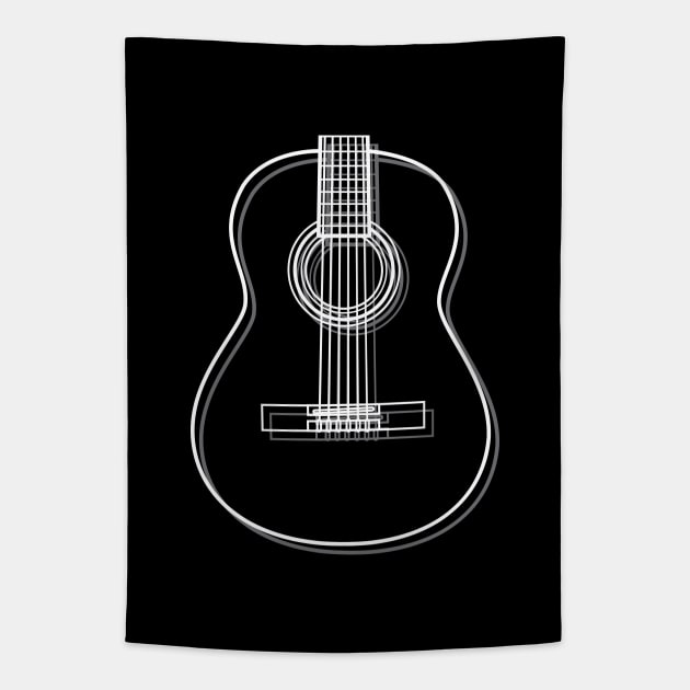 Classical Acoustic Guitar Body Outline Dark Theme Tapestry by nightsworthy
