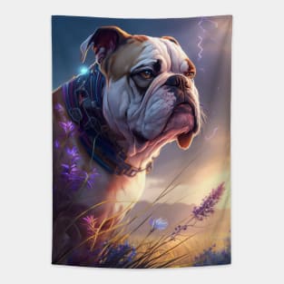 English Bulldog Dog Animal Portrait Painting Pet Character Tapestry