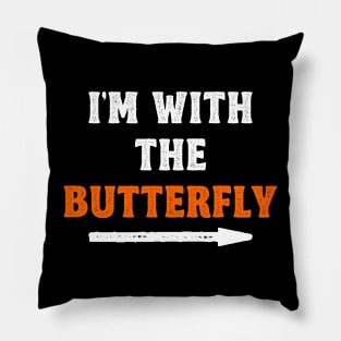 Funny Halloween I'm With The Butterfly Costume Couple Pillow