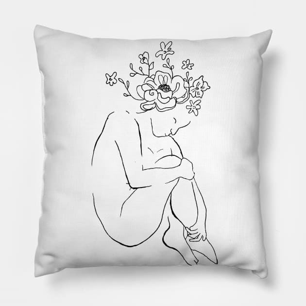 Floral sadness Pillow by deadlydelicatedesigns