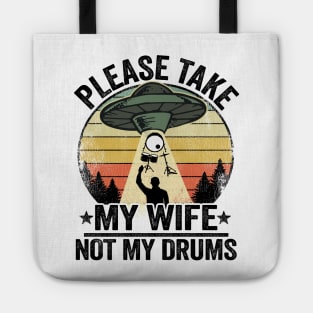 Funny UFO Drums Abduction Drummer Drum Set Gift Funny Tote