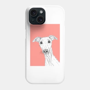 Whippet Dog Portrait ( coral background ) Phone Case