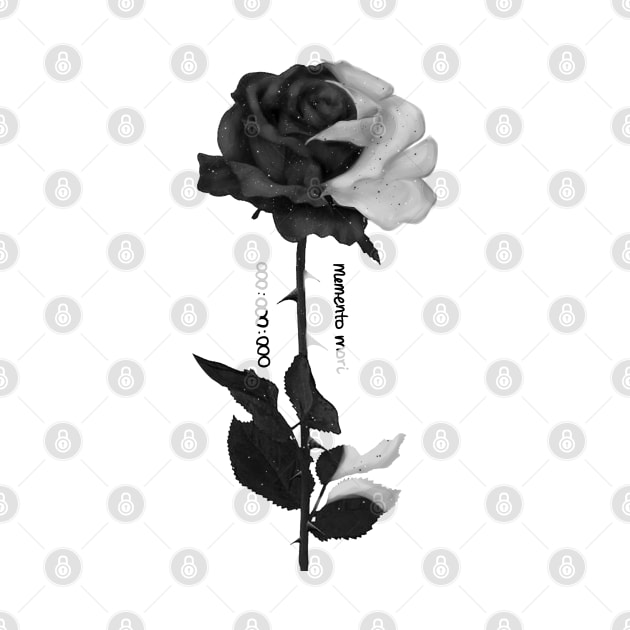 Memento mori Black and white Rose by Sonoyang