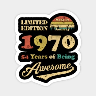 Made In January 1970 54 Years Of Being Awesome Vintage 54th Birthday Magnet