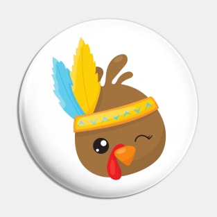 Thanksgiving Turkey, Brown Turkey, Feathers Pin