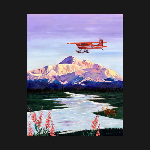 Denali Mountain Painting, K2 Aviation, Living Room Painting, Alaska Mountain, Gift for Pilot, Scott Clendaniel, Alaska Aviation, Mt McKinley by realartisbetter