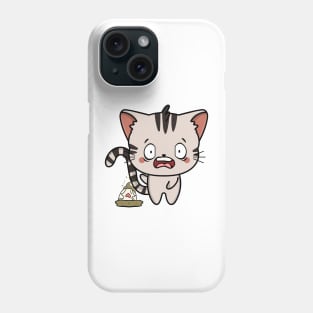 Funny tabby Cat steps on a dirty diaper Phone Case