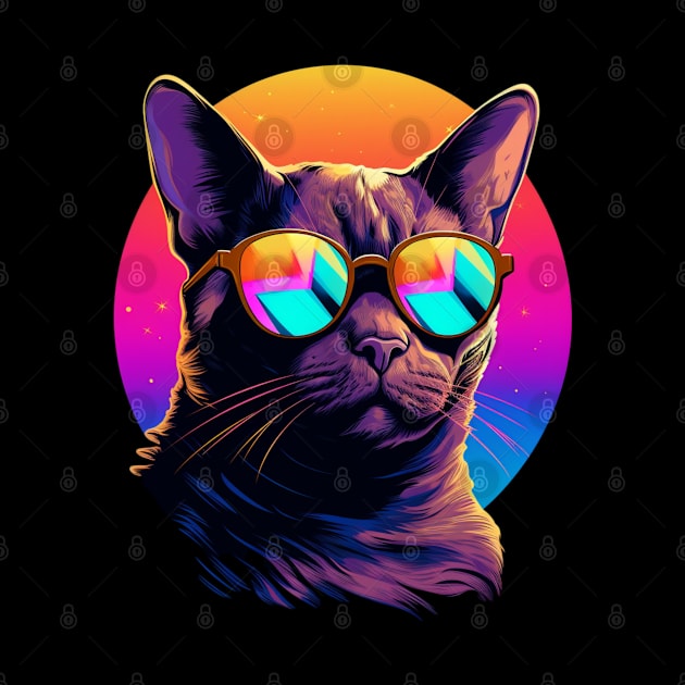 Retro Wave Burmese Cat Shirt by Miami Neon Designs