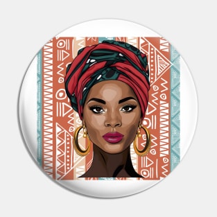 Beautiful African Woman on Tribal Background 3 Pin