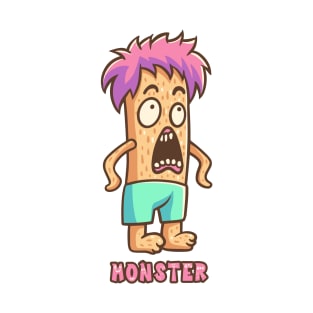 Orange Monster with Pink Hair Text T-Shirt