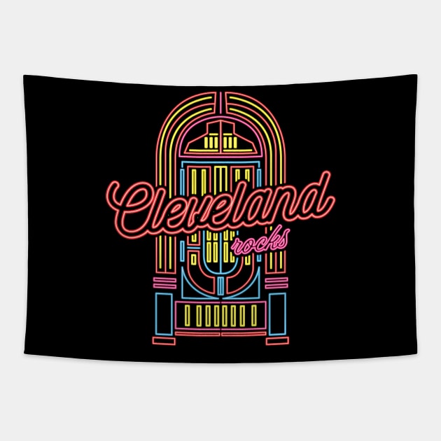 Cleveland Terminal Tower Rock Tapestry by DeepDiveThreads