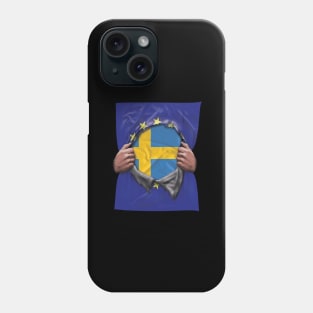 Sweden Flag European Union Flag Ripped Open - Gift for Swede From Sweden Phone Case