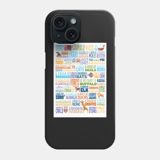 Animal Group Terminology - Funky Font Edition with Animals Phone Case