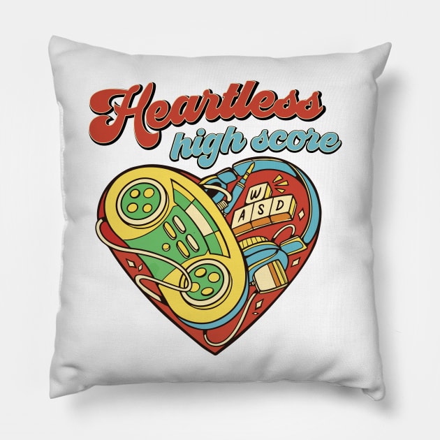 Hesrtless High Scores, Gamer's Anti valentine Pillow by XYDstore