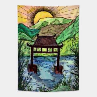 Sunset at the Water Gate Tapestry